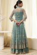 Coral-Pink Polyester Blend Anarkali Lehenga Set image number 4
