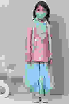 Pink Viscose Straight Kurta Dhoti Pant Suit Set image number 7