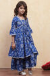 Blue Cotton Tiered Suit Set image number 5