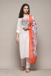 White Cotton Woven Unstitched Suit Set image number 7