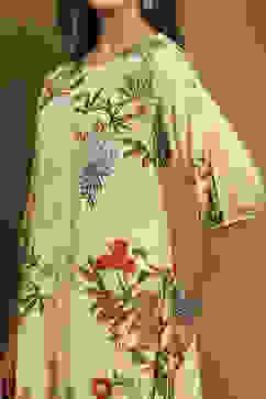 Ecru Modal Floral Printed Asymmetric Kurta Set image number 1