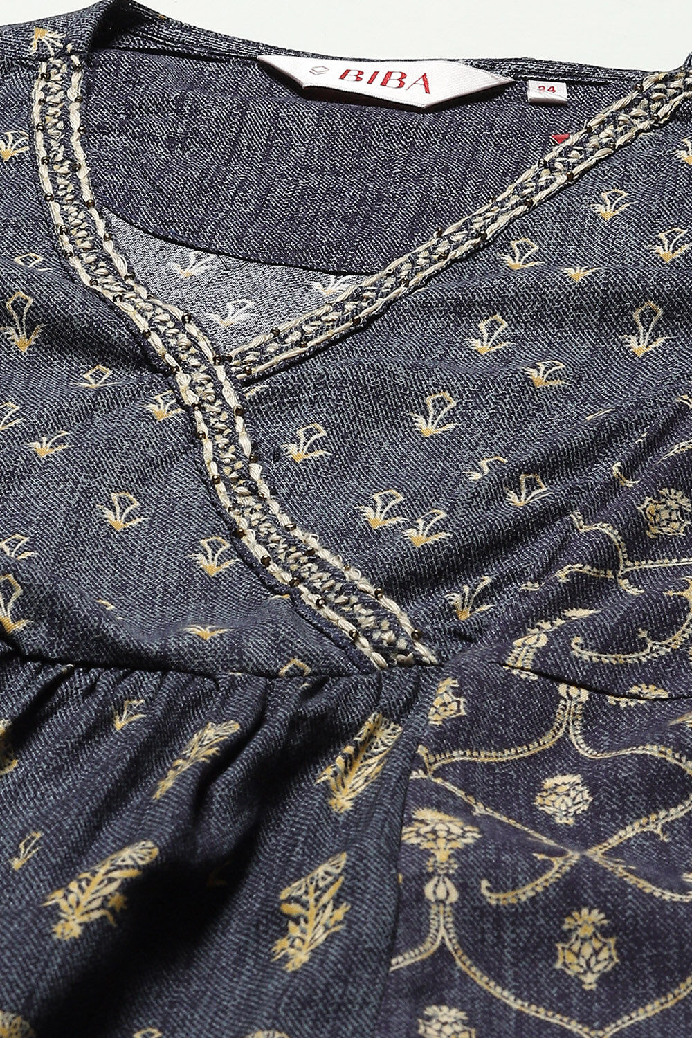 Blue Rayon Straight Printed Kurta image number 1