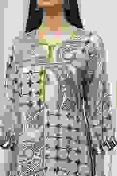 Ivory and Grey Printed Straight Kurta image number 1