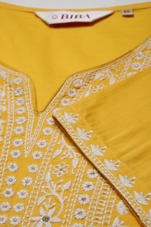 Pink Cotton Chikankari Embroidered Kurta image number 1