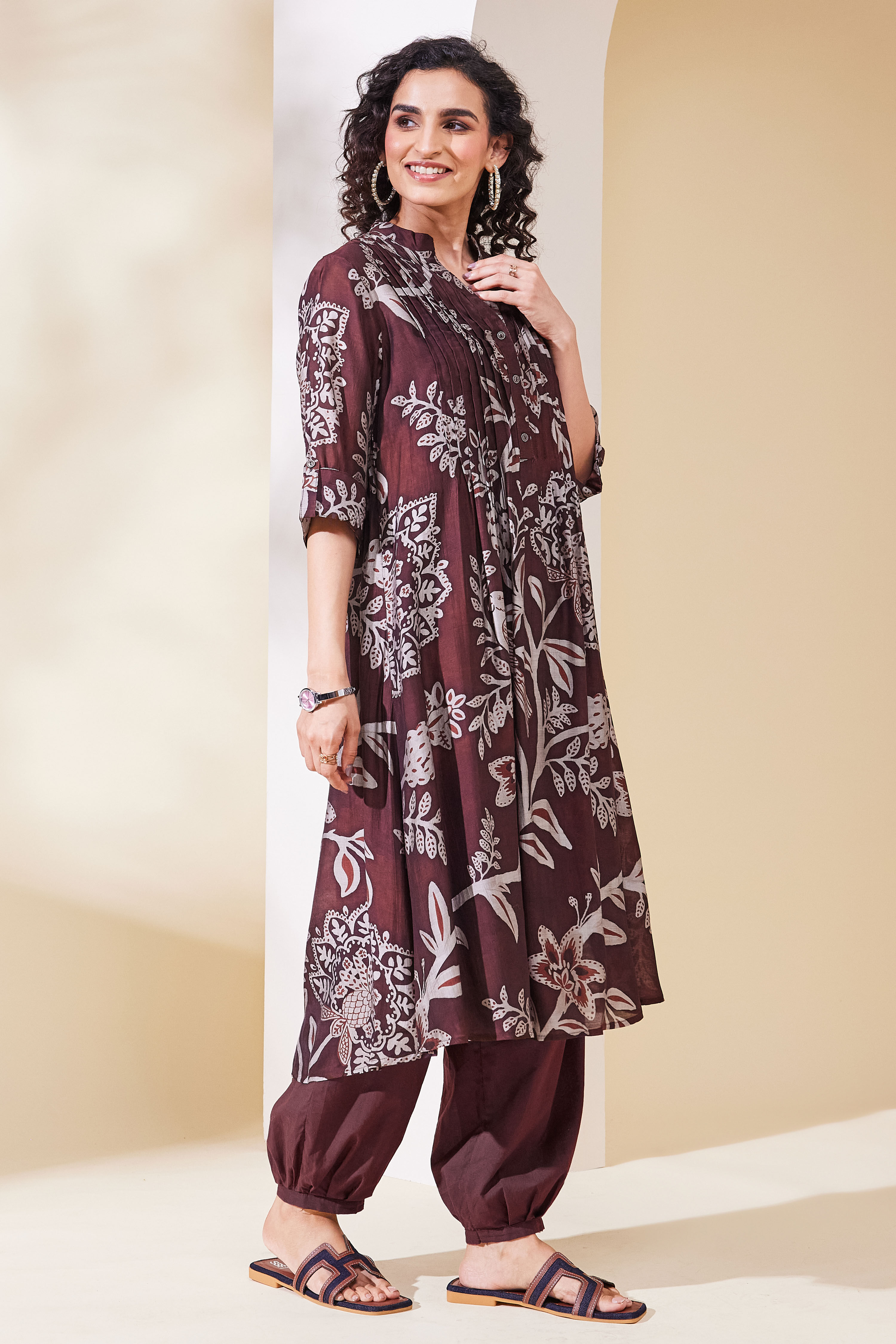 Brown Viscose Blend Straight Kurta image number 4