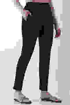 Black Solid Cotton Lycra Straight Pants image number 3