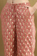 Peach-Toned Jacquard Floral Yarn-Dyed Straight Kurta Set image number 2