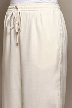 Cream Rayon Regular Solid Palazzo image number 4