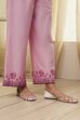 Light Pink Cotton Floral Straight Kurta Set image number 1