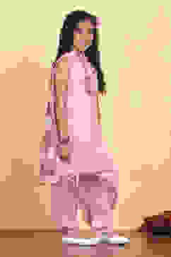 Dark Pink Polyester Straight Solid Suit Set image number 5