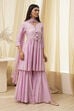 Off-White Cotton Metallic Flared Suit Set image number 5