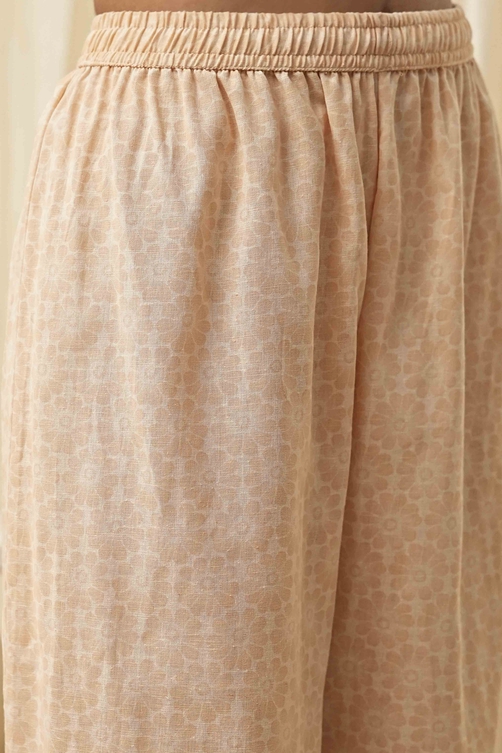 Beige Cotton Blend Straight Kurta Set image number 2