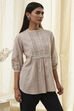 Black Cotton Yarn-Dyed Short Straight Kurta image number 4