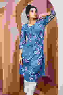 Electric Blue Viscose Straight Kurta image number 0