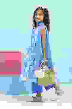 Blue Cotton Printed Tiered Suit Set image number 0