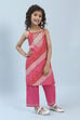 Pink Viscose Blend Kurta Pants Set image number 4
