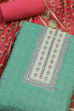 Aqua Cotton Handloom Unstitched Suit Set image number 1