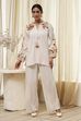 Off-White Embroidered Straight Co-ord Set