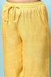 Yellow Nylon Gathered Embroidery Kurta Palazzo Suit Set image number 5