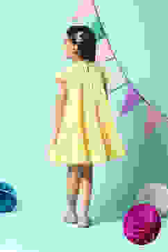 Yellow Cotton Tiered Dress image number 4