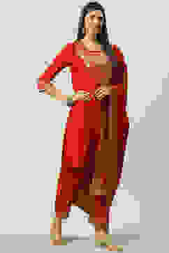 Red LIVA Straight Kurta Salwar Kurta Salwar Suit Set image number 5