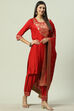 Red LIVA Straight Kurta Salwar Kurta Salwar Suit Set image number 5