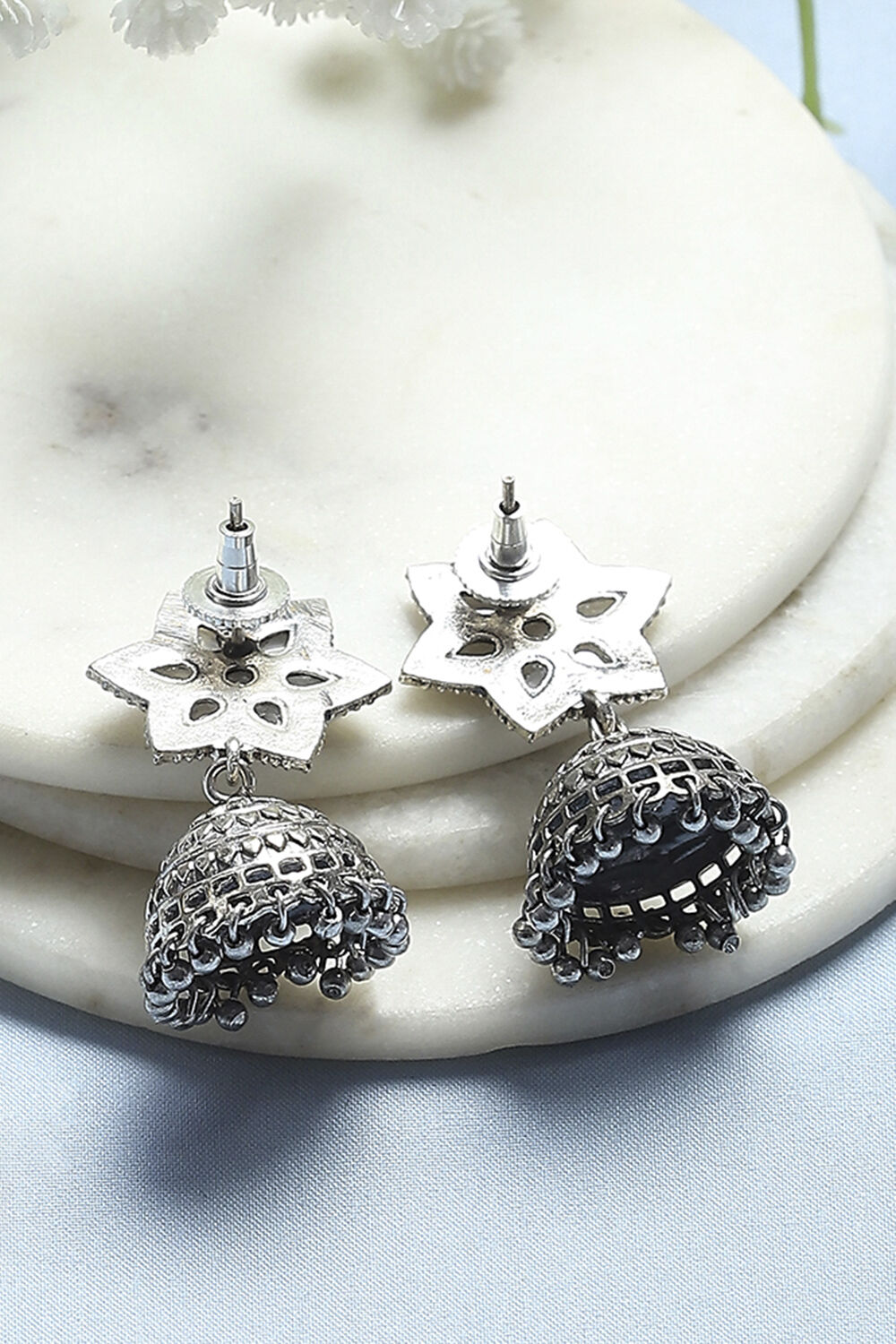 White Pearl Embellished Earrings image number 2