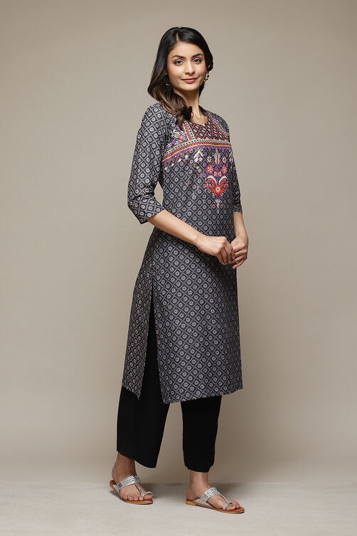 Cream Cotton Straight Printed Kurta image number 4