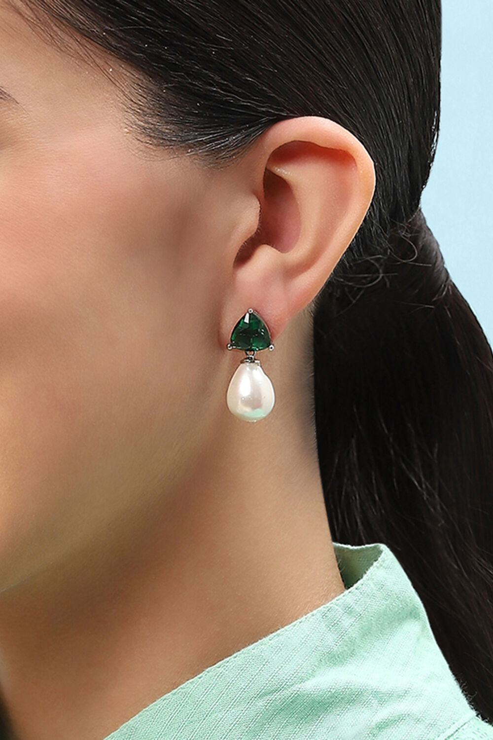 Green Brass Earrings image number 3