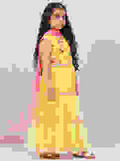 Lime Yellow Art Silk Lehenga Set image number 5