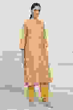 Yellow Silk Blend Printed Unstitched Suit Set image number 6