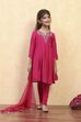 Pink Viscose Solid Kalidar Suit Set