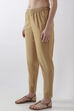 Beige Cotton Slim Pants image number 2