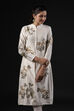Ivory Cotton Silk Straight Printed Suit Set image number 6