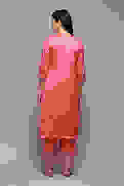 Coral Polyester Straight Kurta Salwar Suit Set image number 5