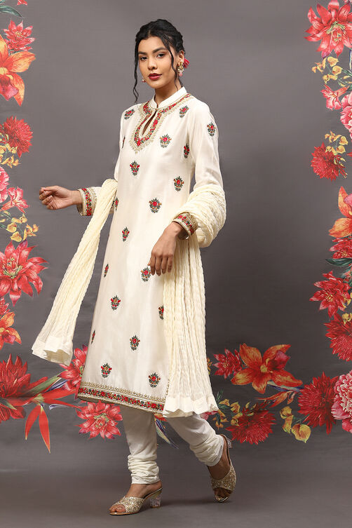 Rohit Bal Black Cotton Blend Straight Kurta Suit Set image number 5