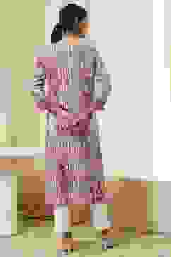 Lavender Printed Straight Kurta image number 3