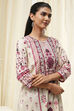 Off-White and Blue Cotton Straight Kurta image number 6