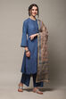 Black Cotton Straight Kurta Palazzo Suit Set image number 6