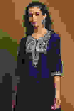 Purple Embroidered Kalidar Suit Set image number 1