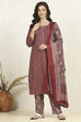 Blue Cotton Unstitched Suit Set image number 7