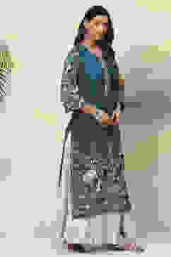 Teal Straight Viscose Kurta image number 3