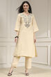 Black Textured Straight Kurta Pants Set image number 6