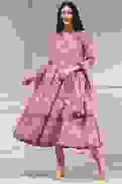 Light Pink Cotton Printed Anarkali Suit Set image number 0