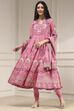 Light Pink Cotton Printed Anarkali Suit Set
