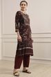 Brown Floral Printed Straight Kurta image number 4