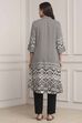 Black Viscose Rayon A-Line Kurta image number 2