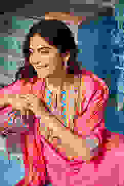 Fuschia Cotton Straight Suit Set image number 0