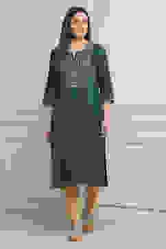 Teal Green Solid Straight Kurta image number 5