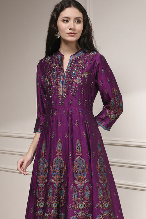 Green Viscose Kalidar Printed Suit Set image number 1